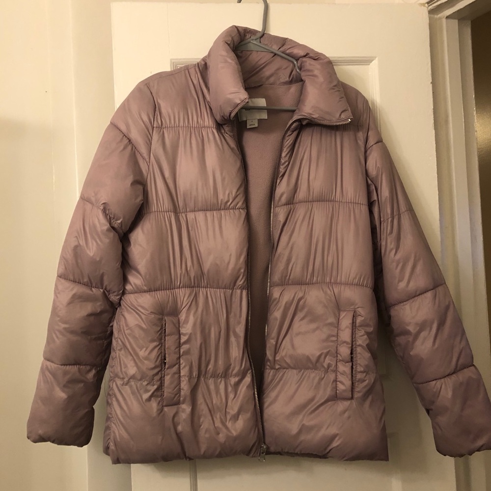 Pink puffer jacket